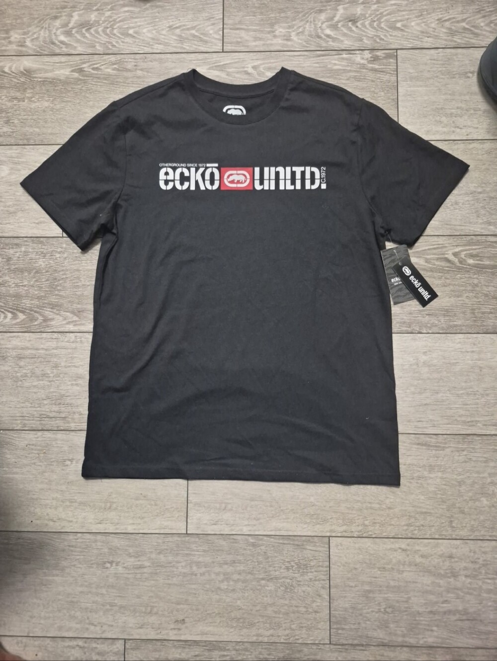 Men Black Ecko black Ecko Unltd. Signature Logo Tee featuring the brand's rhino